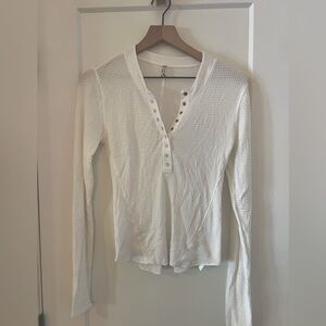 Free People waffle Henley long sleeve tee